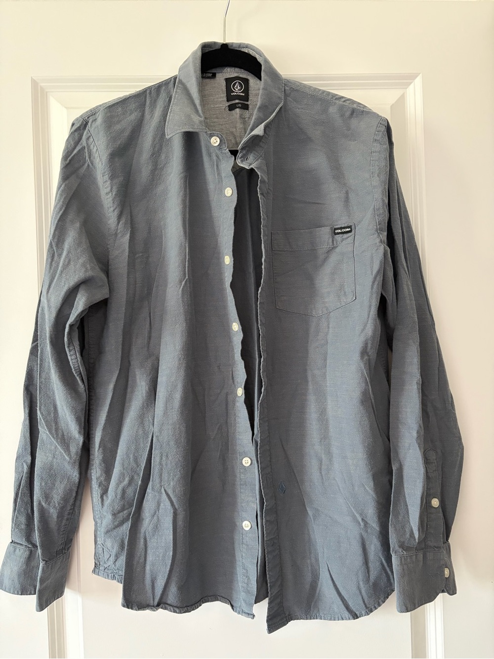 Volcom Men's Button-Up Shirt - Slate Gray Blue
